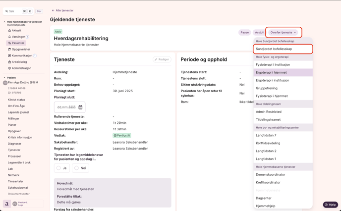 Overføring av tjeneste